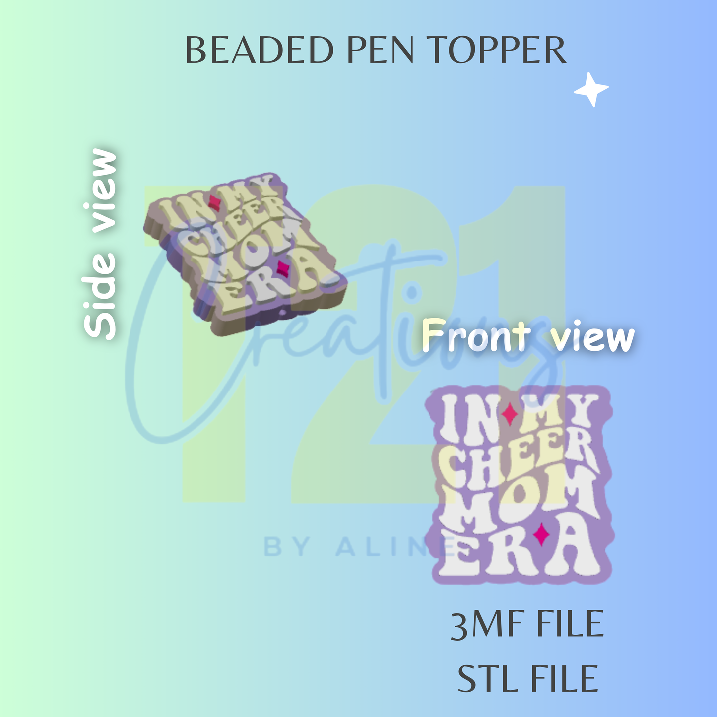 CHEER MOM ERA PEN TOPPER STL FILE