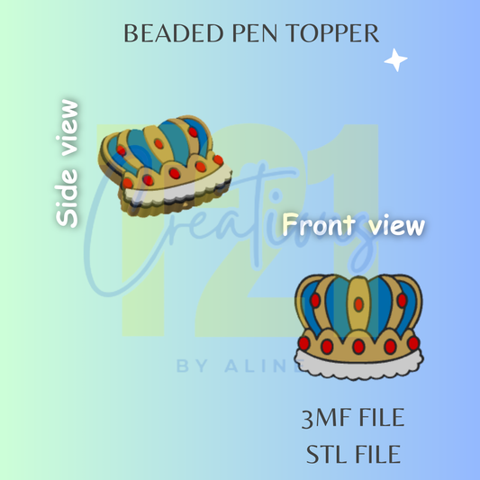 KING CROWN PEN TOPPER STL FILE