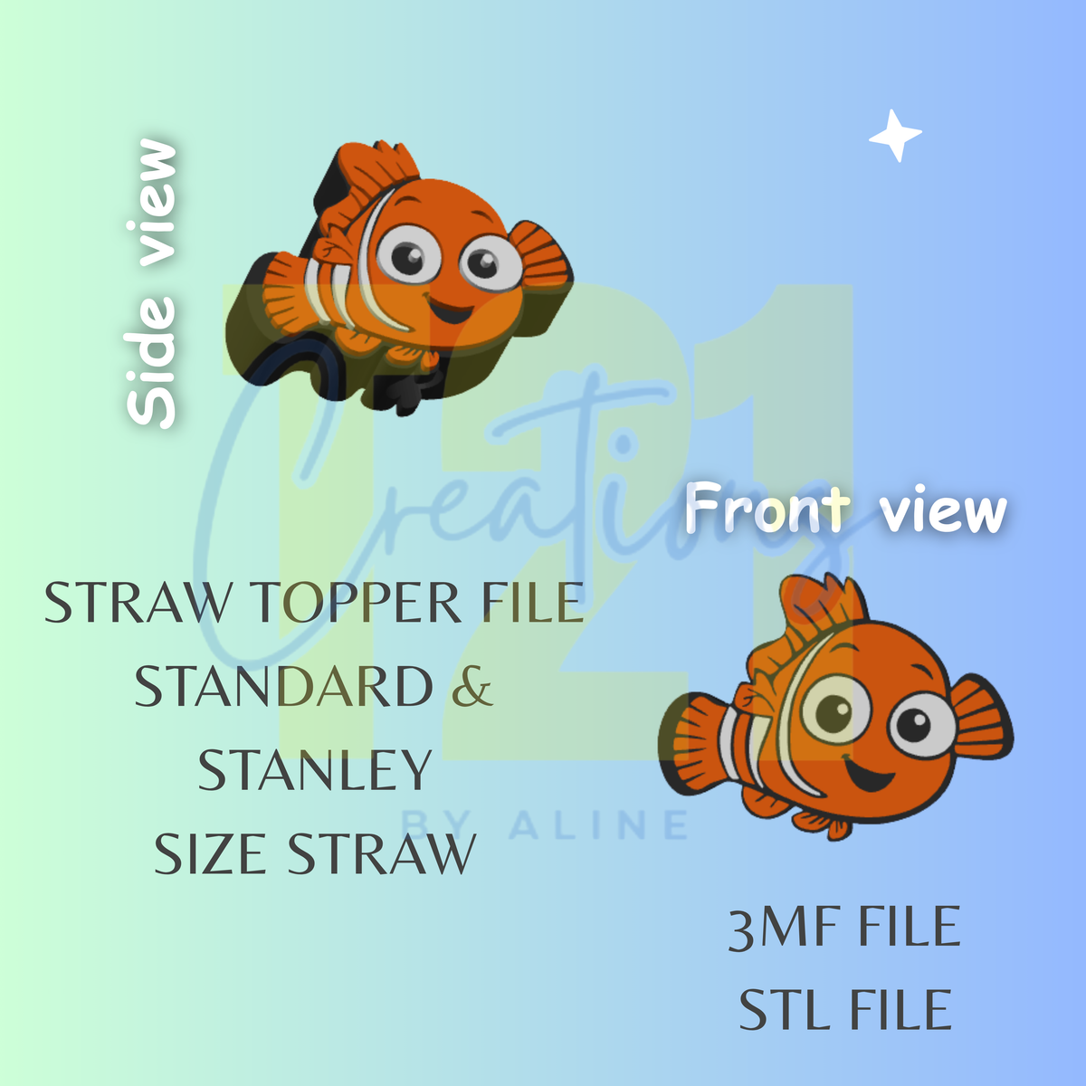 ORANGE FISH STRAW TOPPER STL FILE
