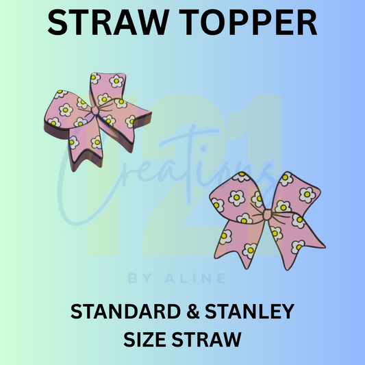 FLOWER BOW STRAW TOPPER