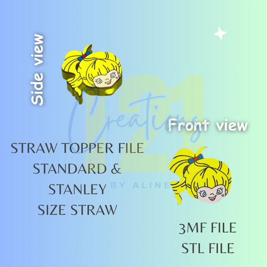 RAINBOW GIRL STRAW TOPPER STL FILE