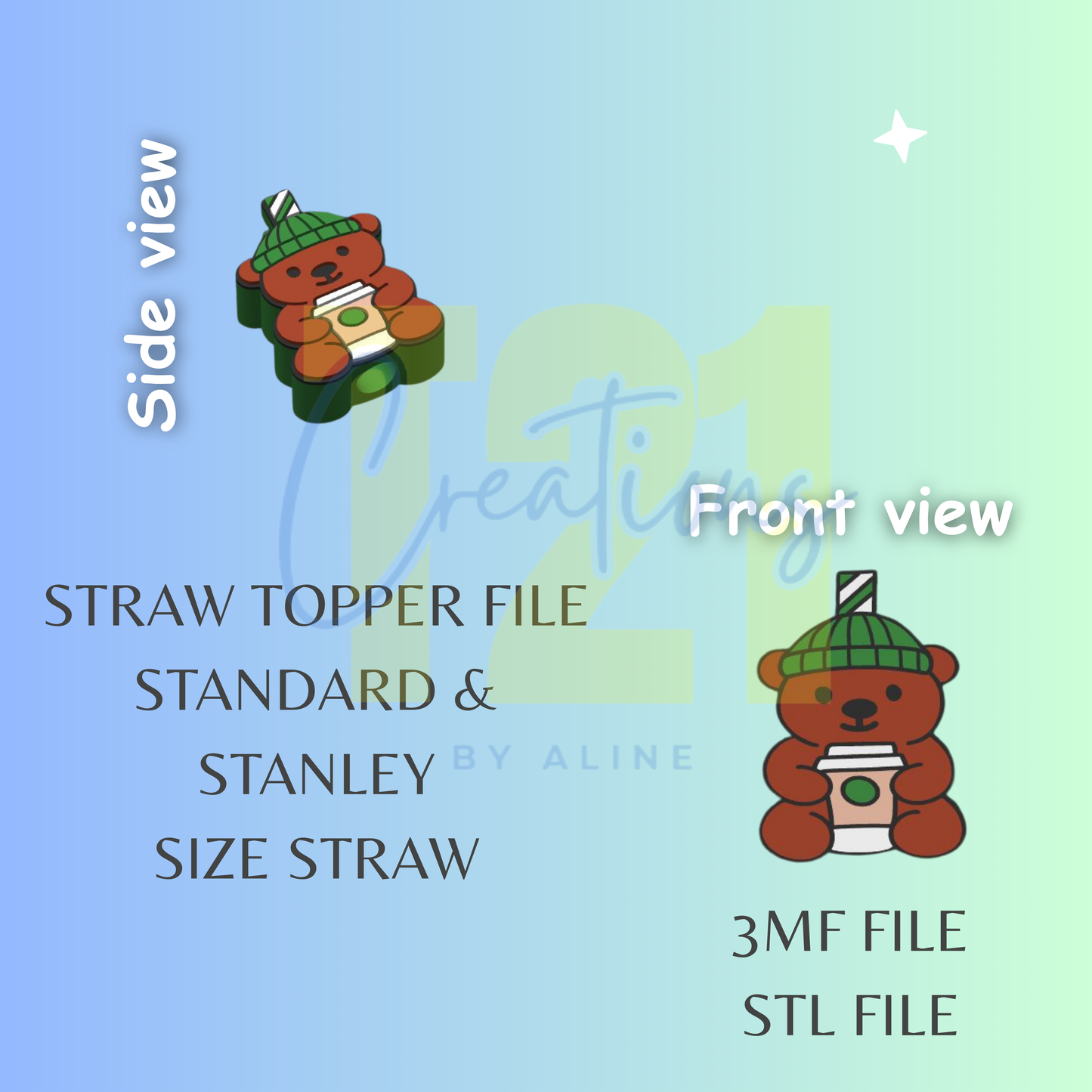 SB BEAR STRAW TOPPER STL FILE