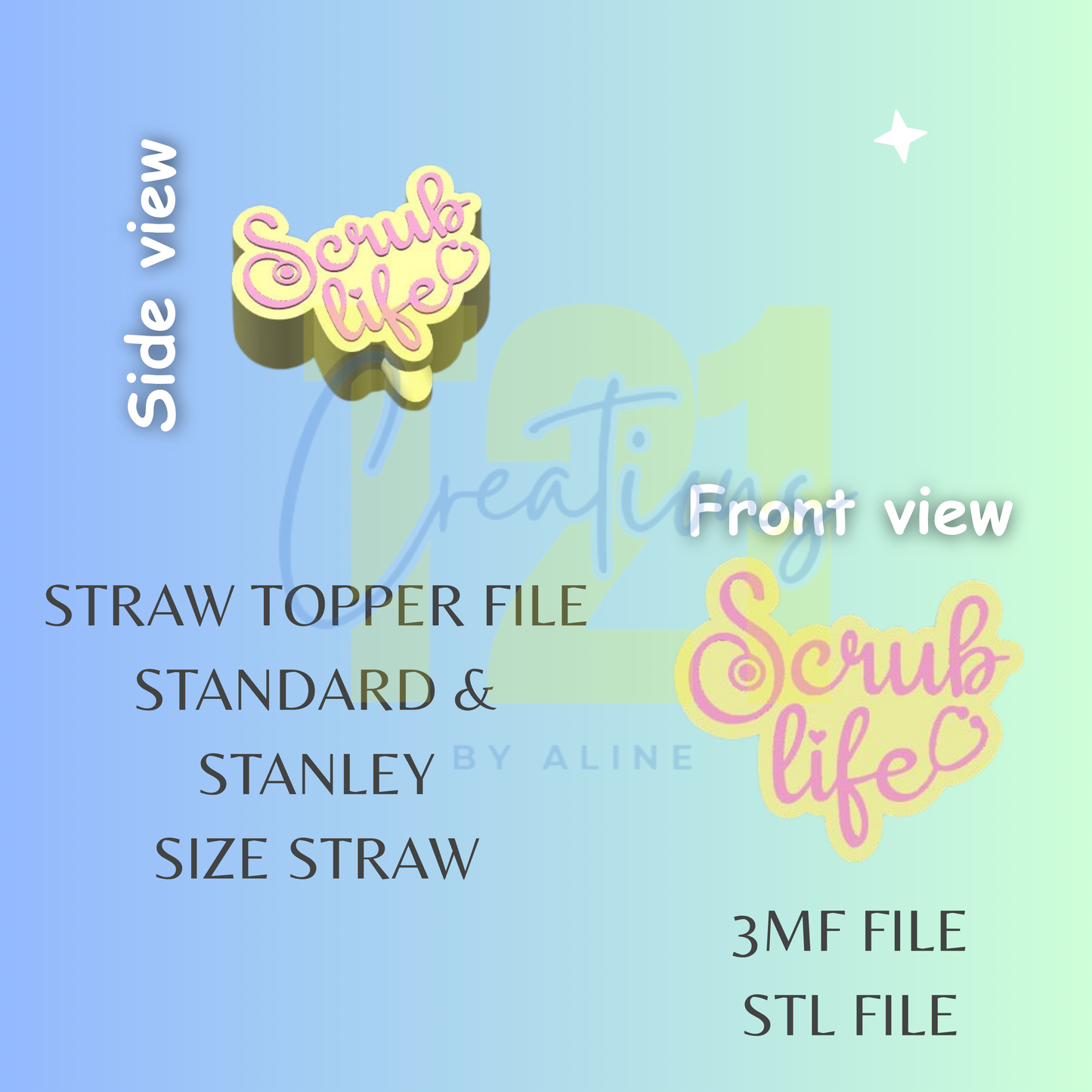 SCRUB LIFE STRAW TOPPER STL FILE