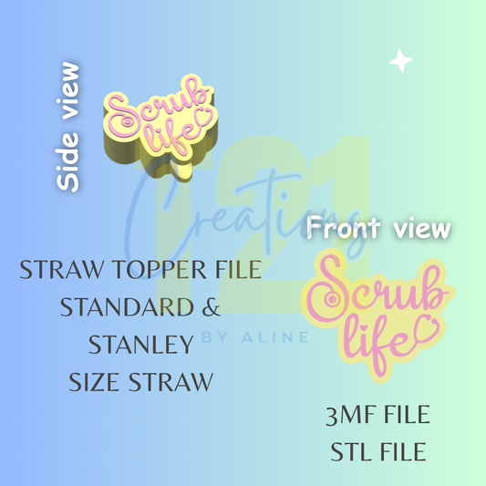 SCRUB LIFE STRAW TOPPER STL FILE
