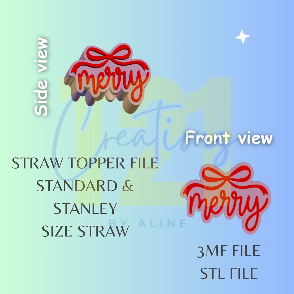 MERRY STRAW TOPPER STL FILE