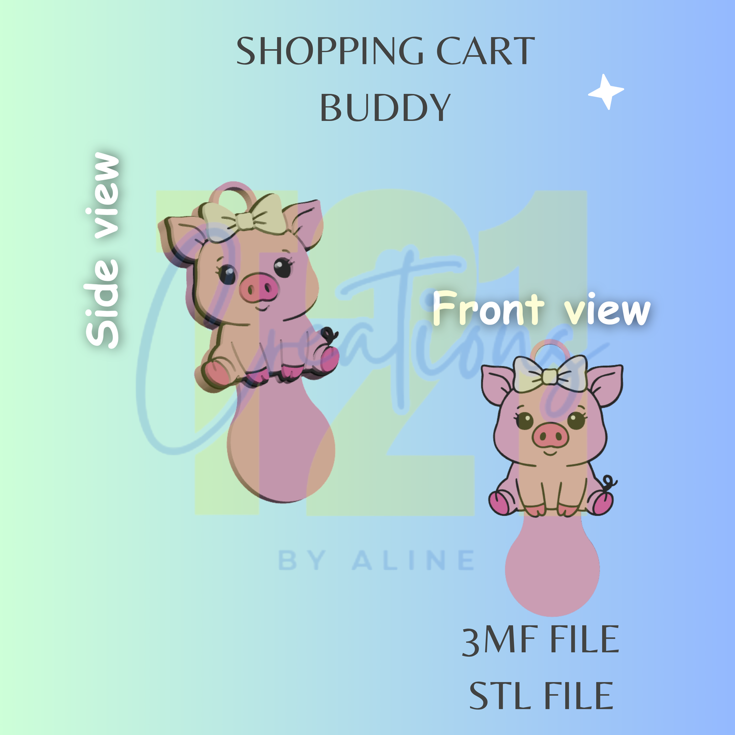 COQUETTE PIGGY SHOPPING CART BUDDY STL FILE