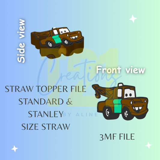 TOW TRUCK STRAW TOPPER STL FILE
