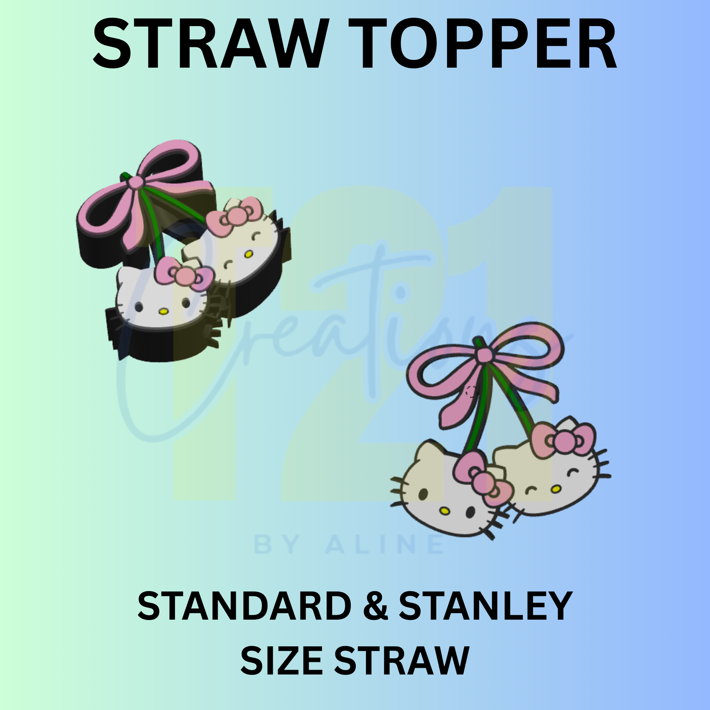 KITTY CHERRIES STRAW TOPPER