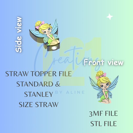 TINKER GIRL STRAW TOPPER STL FILE