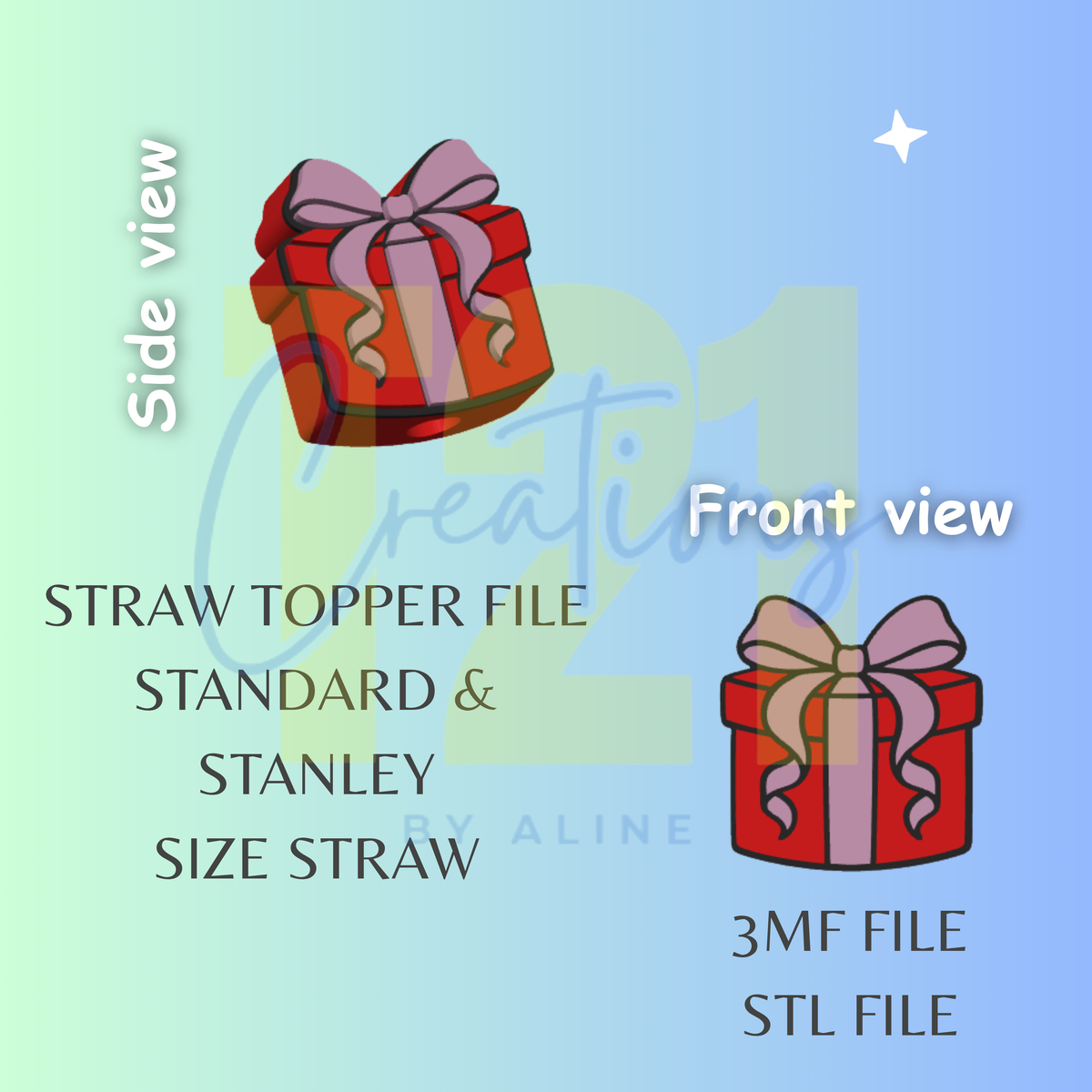 GIFT STRAW TOPPER STL FILE