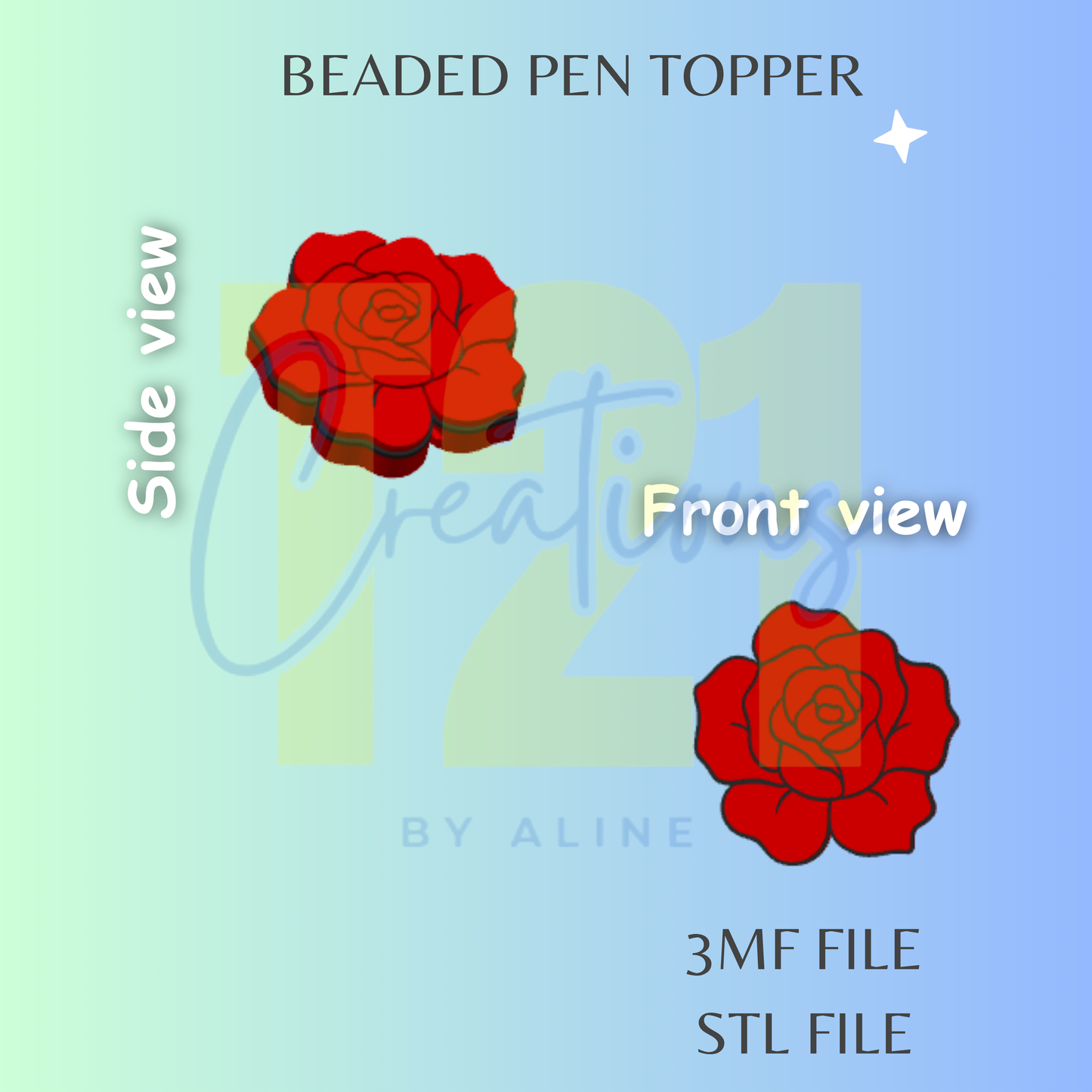 ROSE 2 PEN TOPPER STL FILE