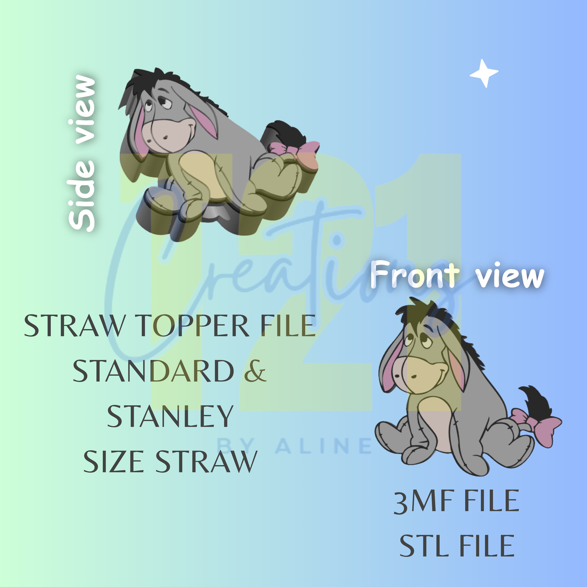 DONKEY 3 STRAW TOPPER STL FILE