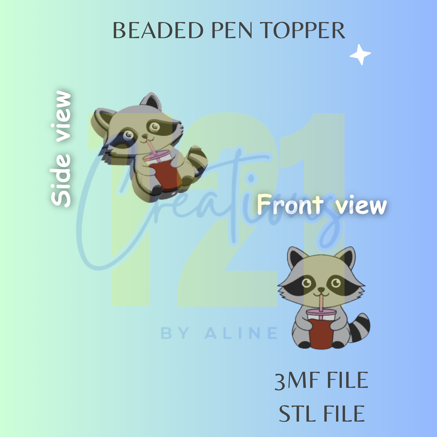 RACOON PEN TOPPER STL FILE