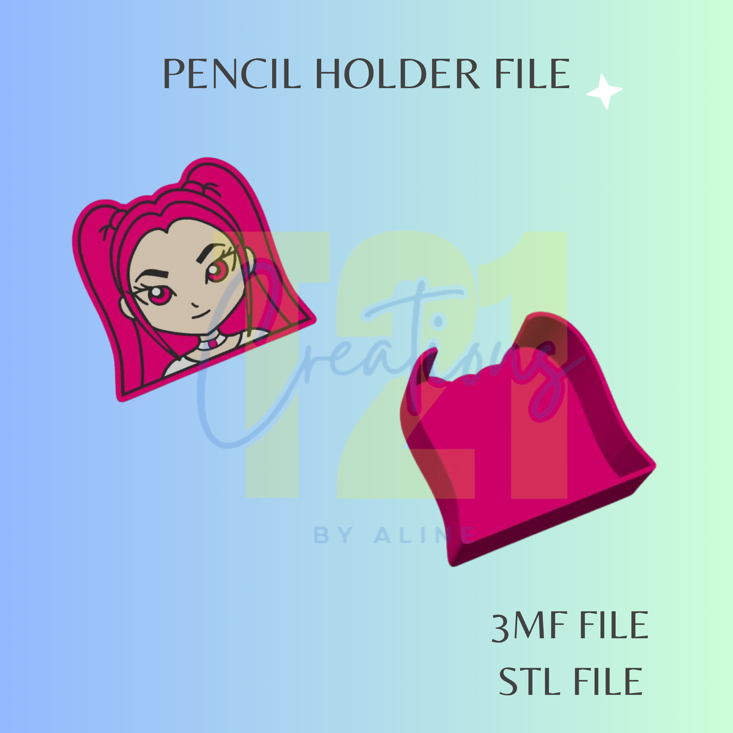 KPOP GIRL PINK PENCIL HOLDER STL FILE