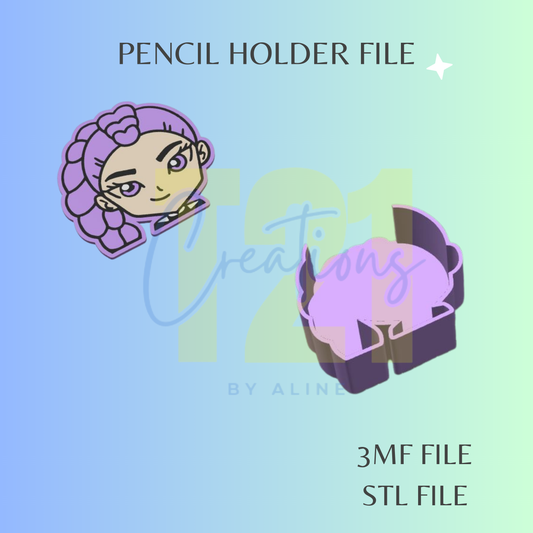 KPOP GIRL PURPLE PENCIL HOLDER STL FILE