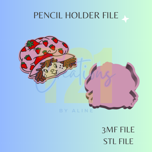 STRAWBERRY GIRL PENCIL HOLDER STL FILE
