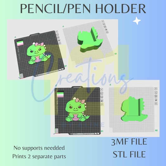 DINO PENCIL HOLDER STL FILE