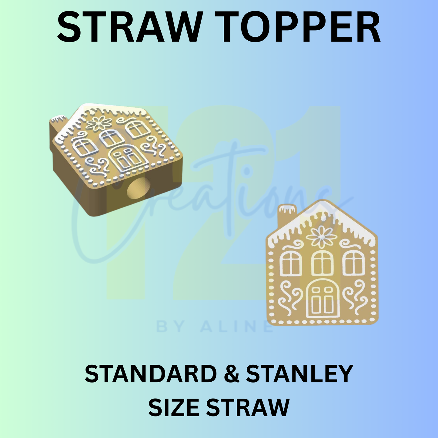 GINGERBREAD HOUSE STRAW TOPPER