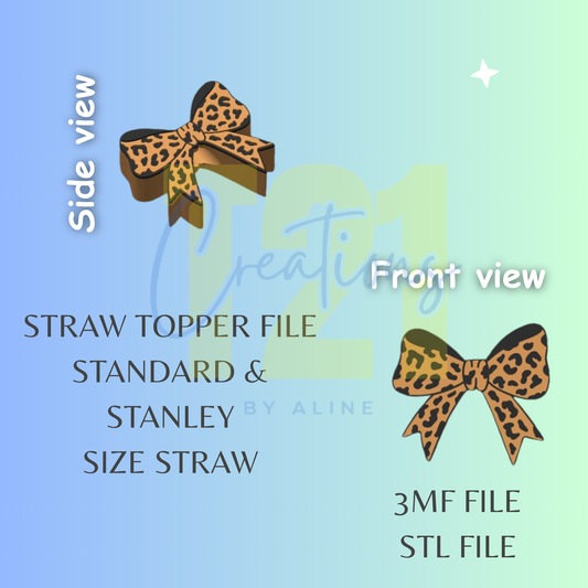 ANIMAL PRINT BOW STRAW TOPPER STL FILE