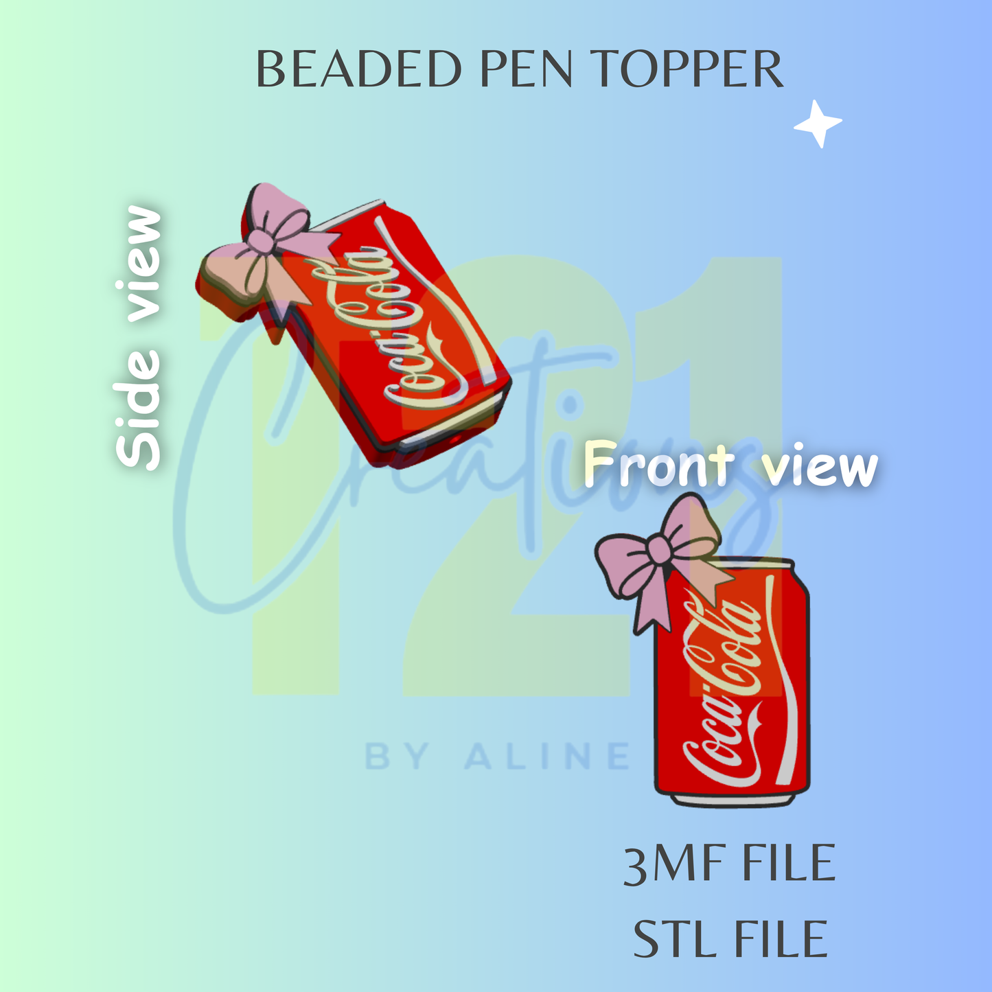 RED SODA PEN TOPPER STL FILE