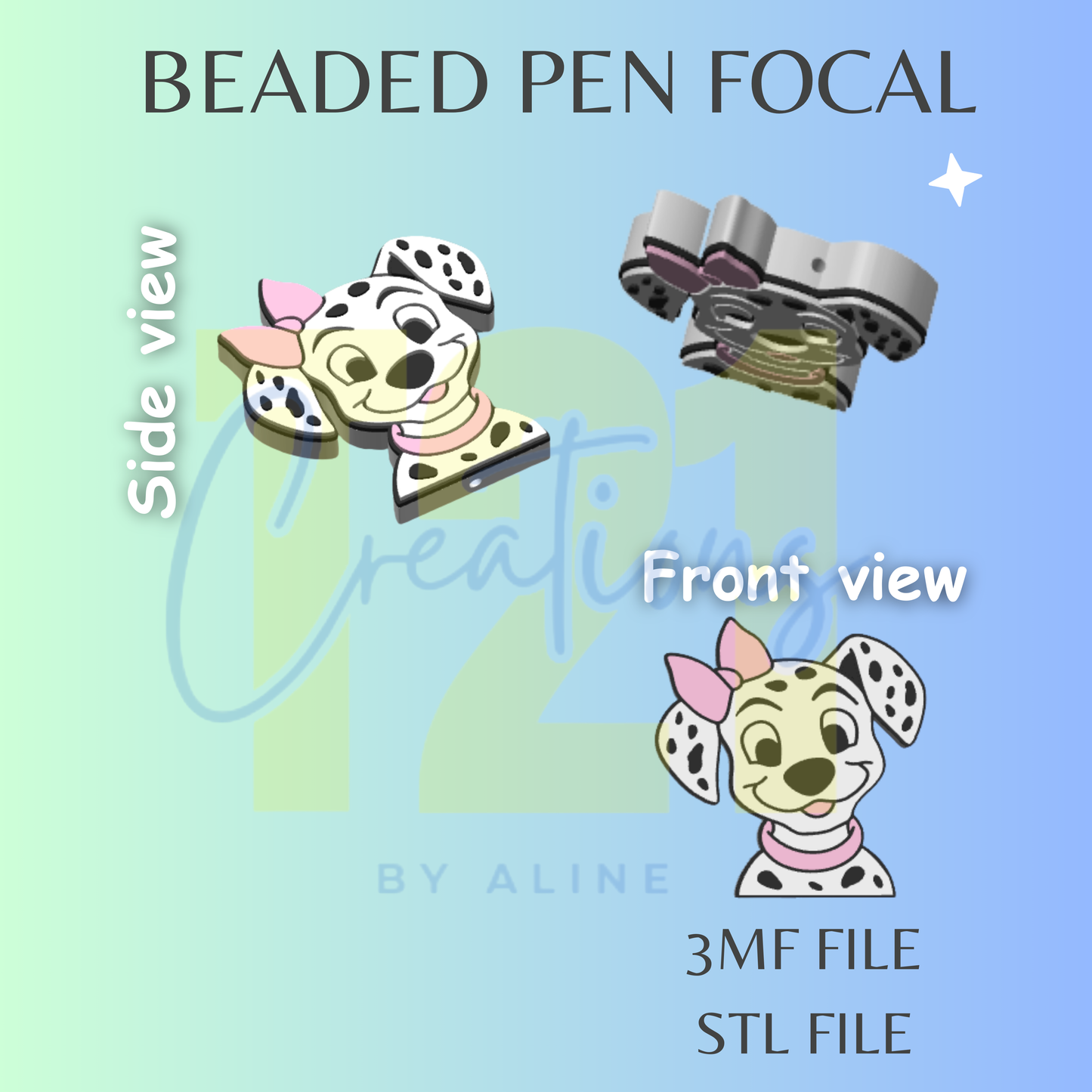 GIRL DALMATION PEN FOCAL STL FILE