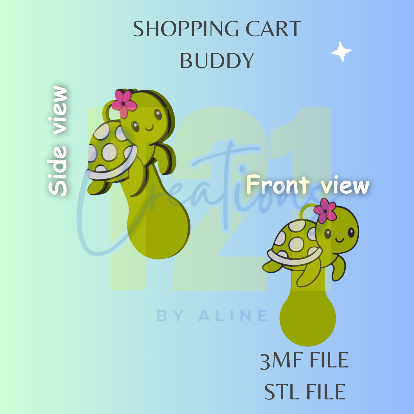 TURTLE SHOPPING CART BUDDY STL FILE