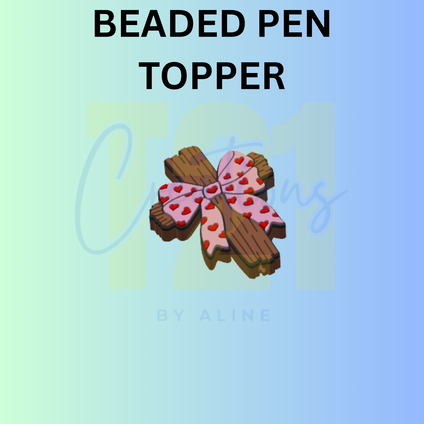 CROSS HEART BOW PEN TOPPER