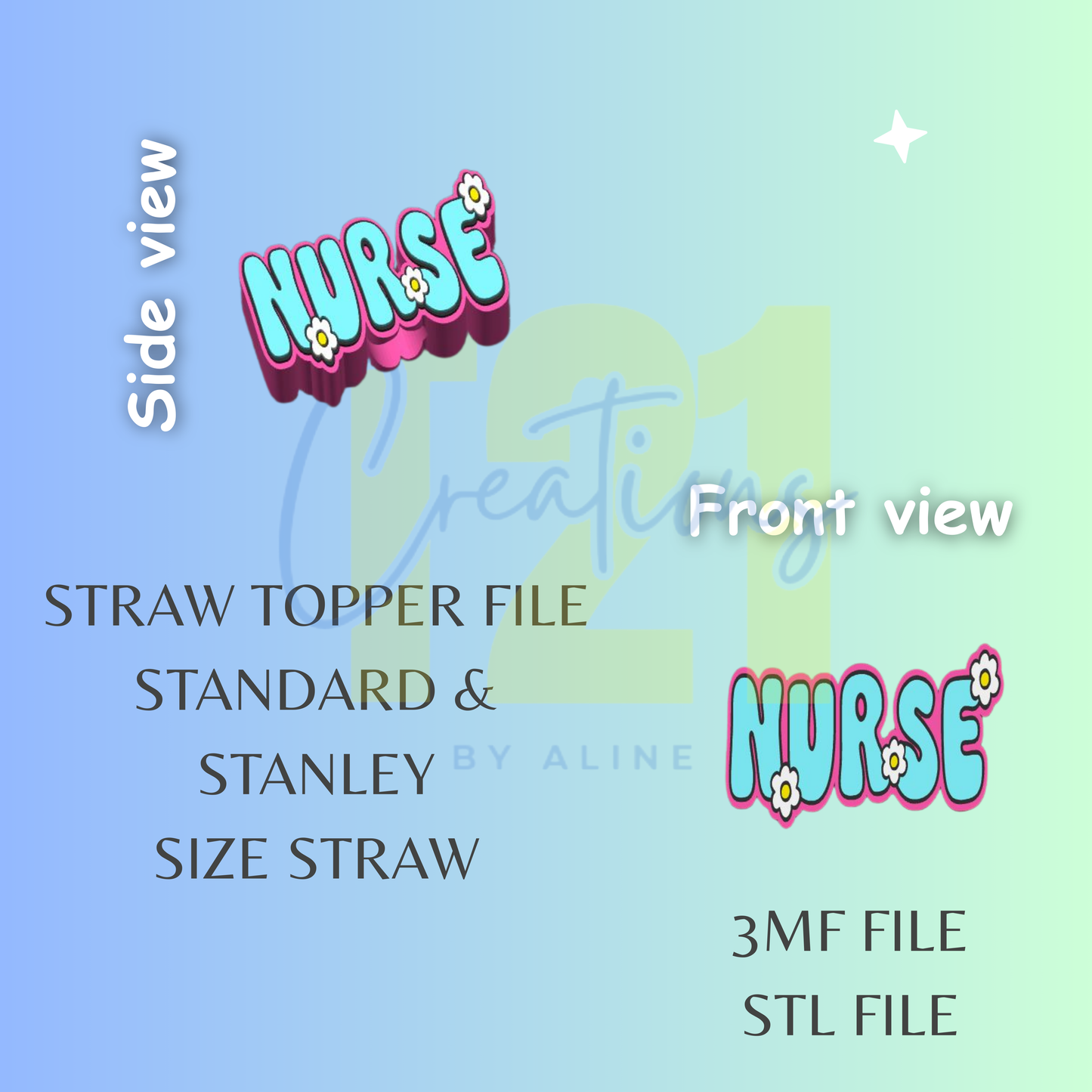 NURSE STRAW TOPPER STL FILE