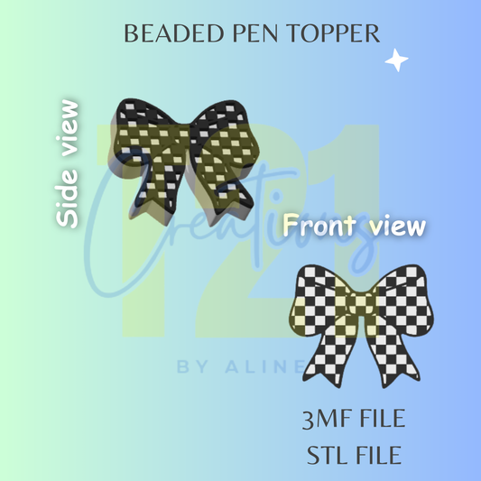 CHECKERED BOW PEN TOPPER STL FILE
