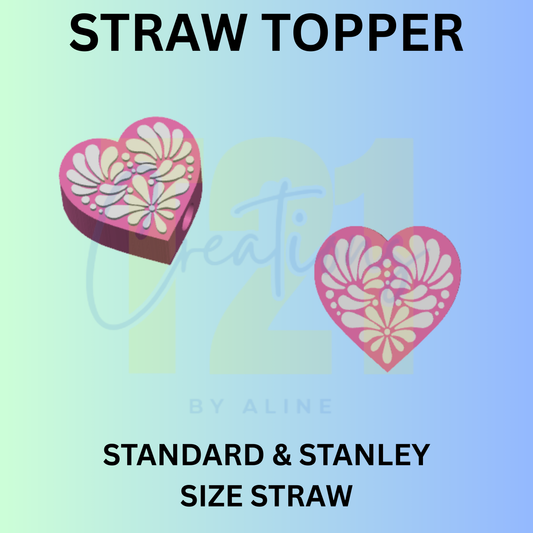 TALAVERA HEART STRAW TOPPER