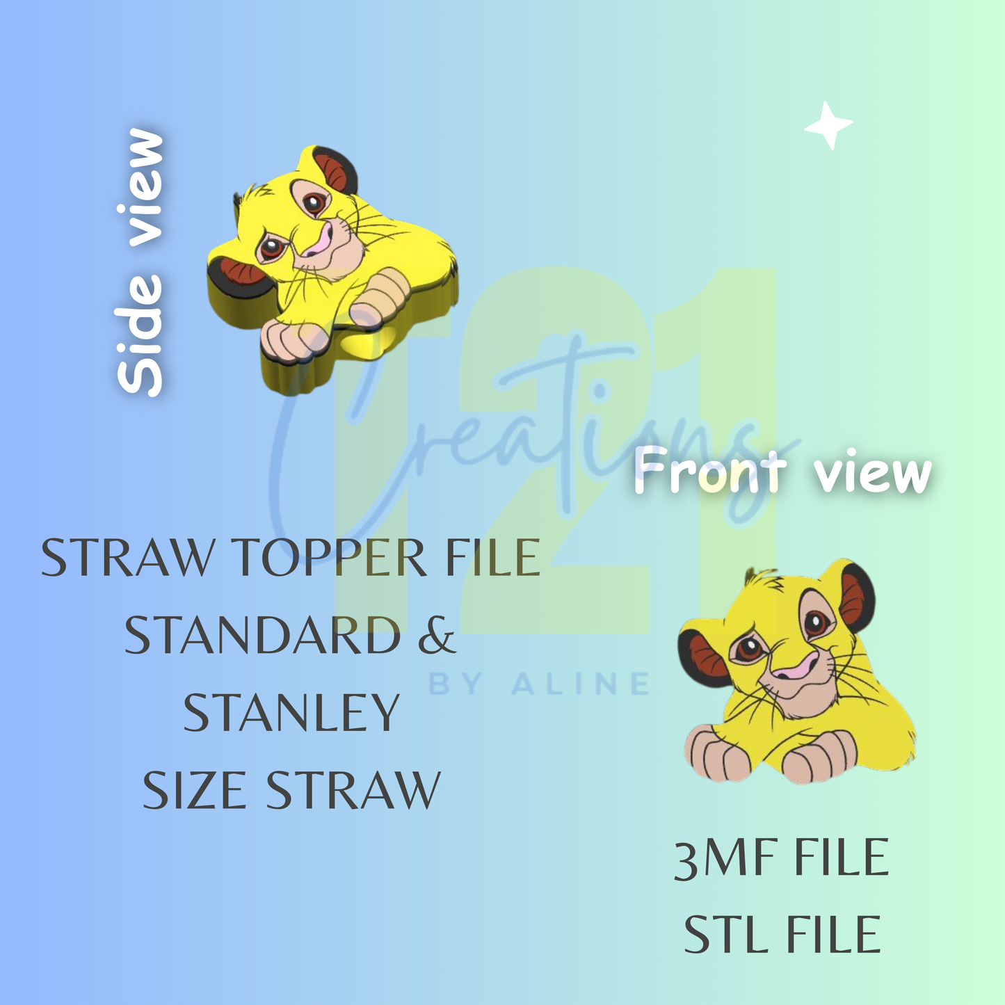 LION STRAW TOPPER STL FILE