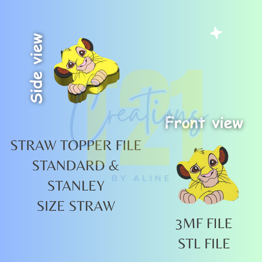 LION STRAW TOPPER STL FILE