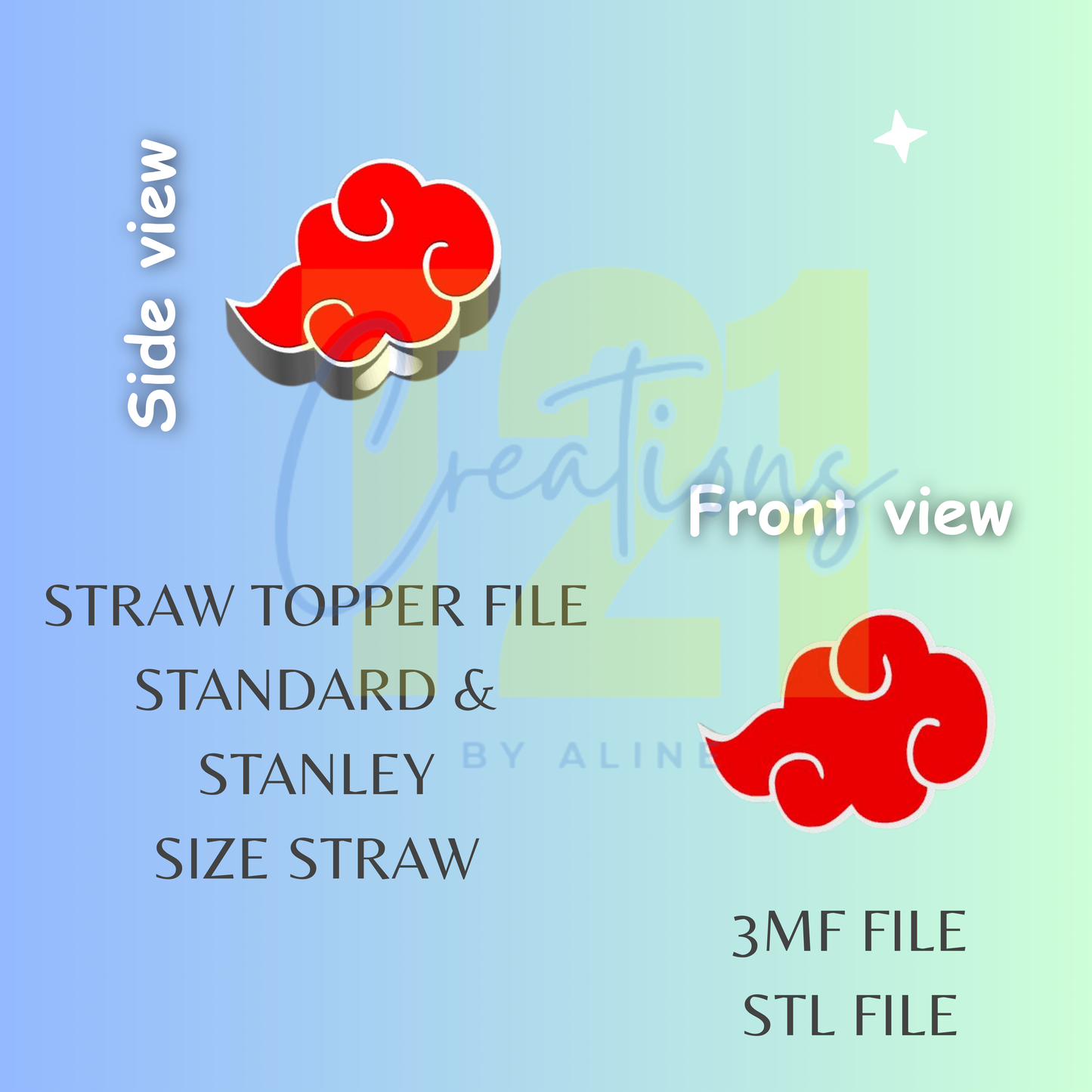 RED CLOUD STRAW TOPPER STL FILE