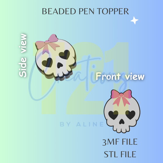 COQUETTE SKULL PEN TOPPER STL FILE