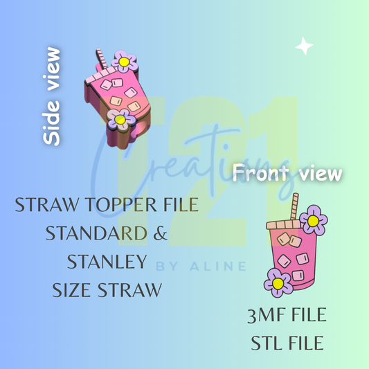 PINK DRINK STRAW TOPPER STL FILE
