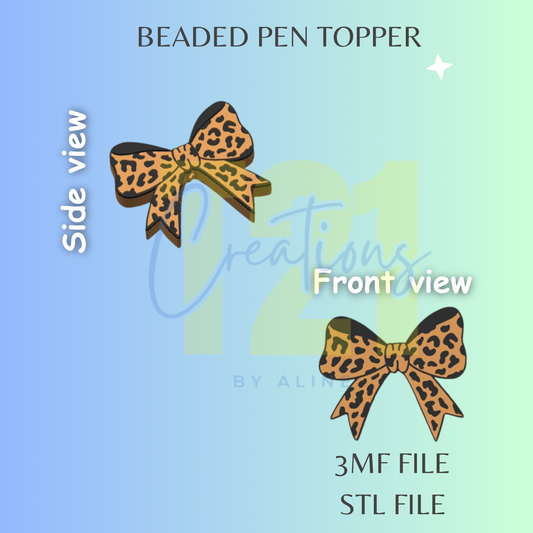 ANIMAL PRINT BOW PEN TOPPER STL FILE