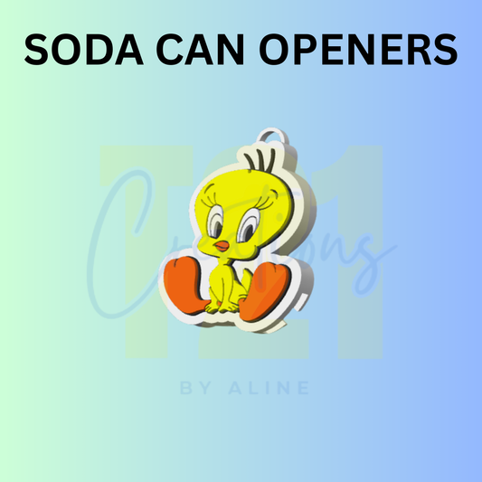 YELLOW BIRD SODA CAN OPENER KEYCHAIN