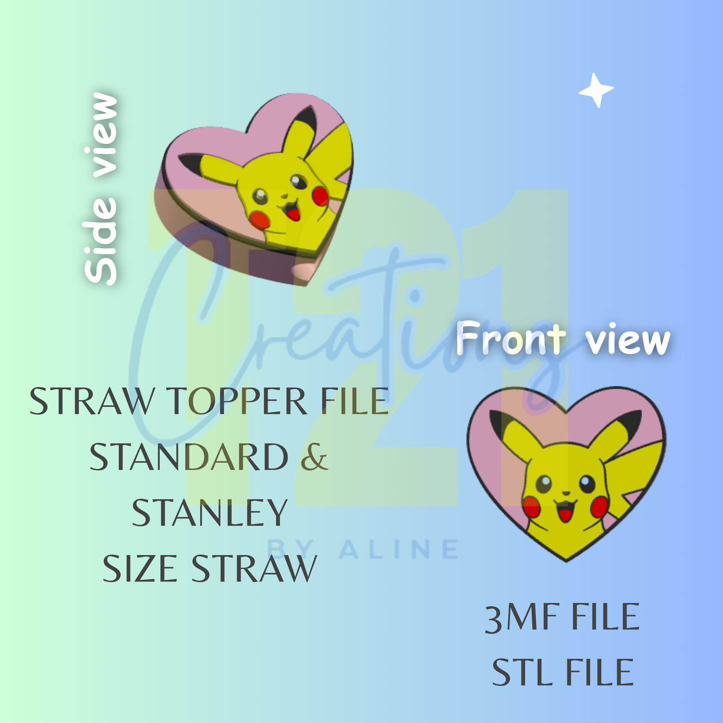 HEART PI-KA TOPPER STL FILE