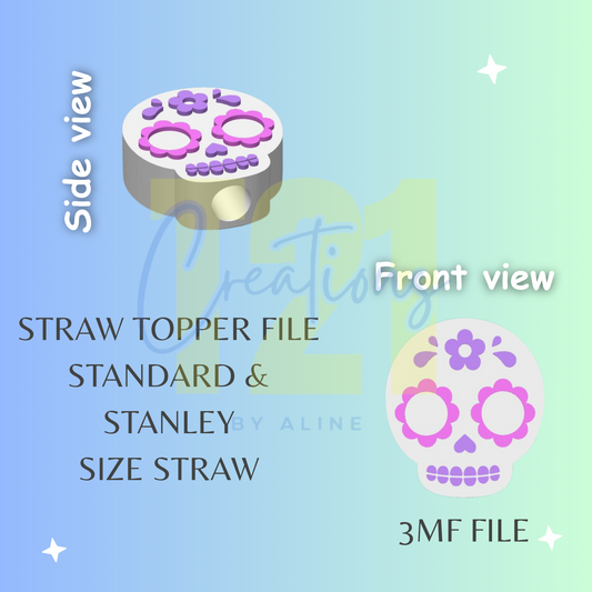 TALAVERA SKULL STRAW TOPPER STL FILE