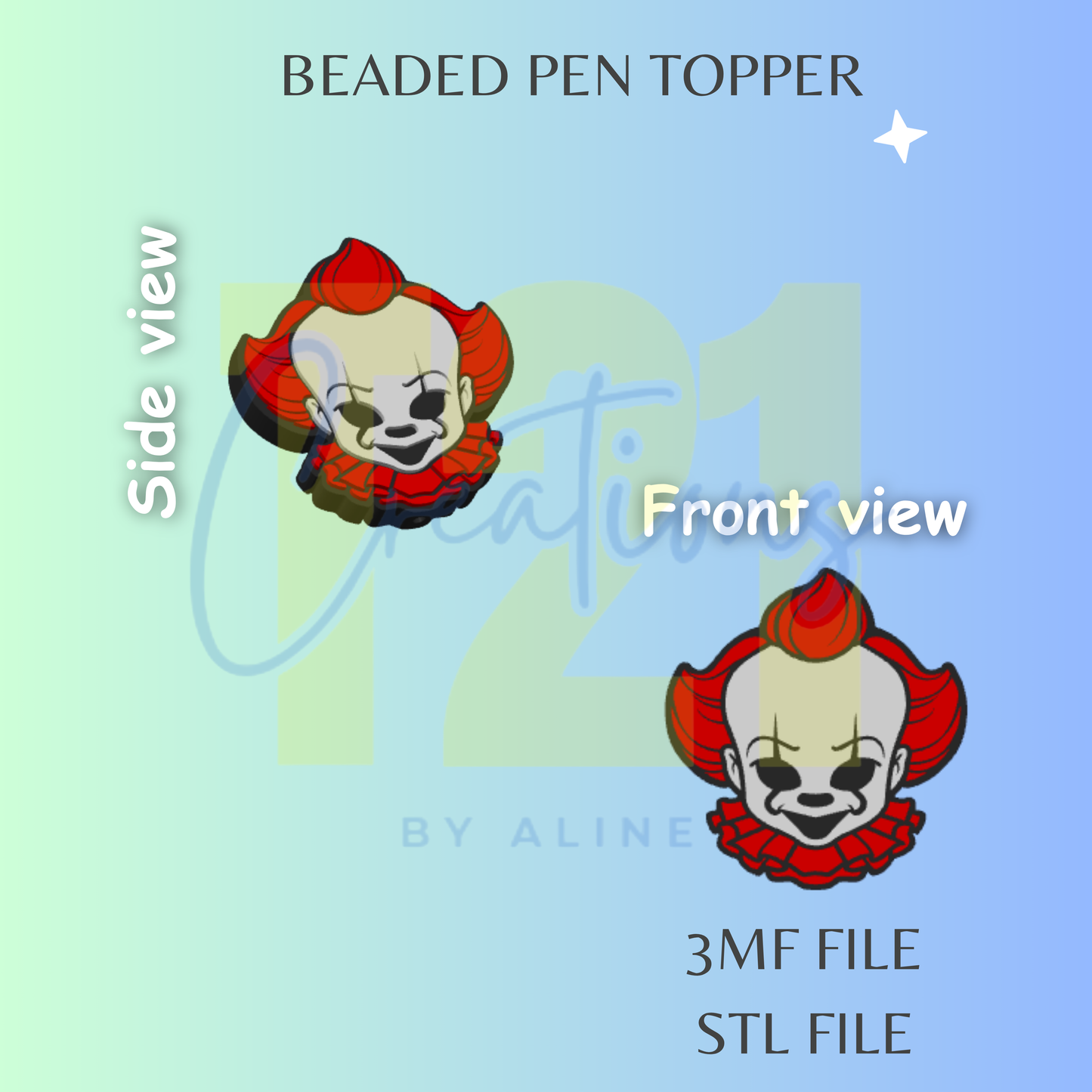 RED CLOWN PEN TOPPER STL FILE