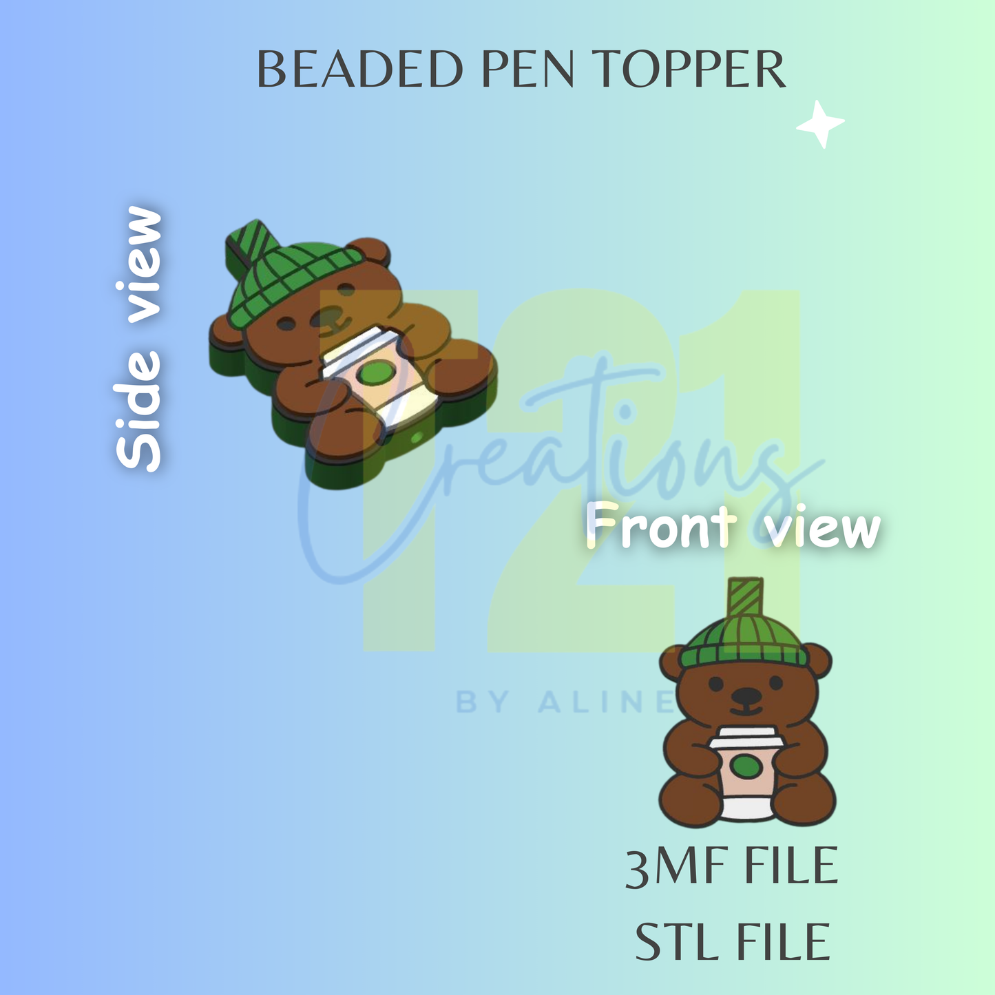 SB BEAR PEN TOPPER STL FILE