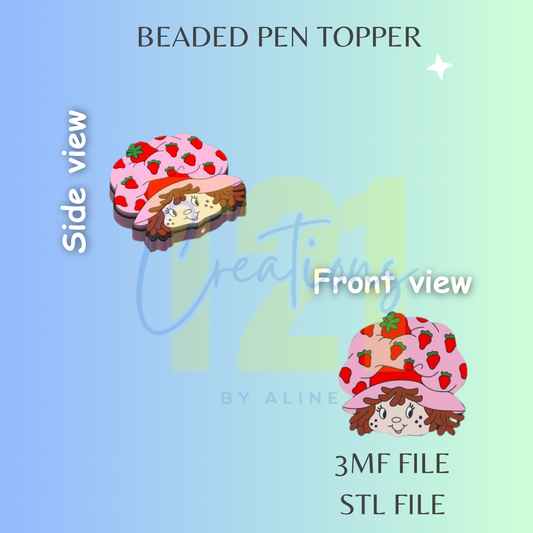 STRAWBERRY GIRL PEN TOPPER STL FILE