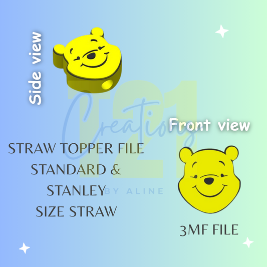 HONEY BEAR STRAW TOPPER STL FILE