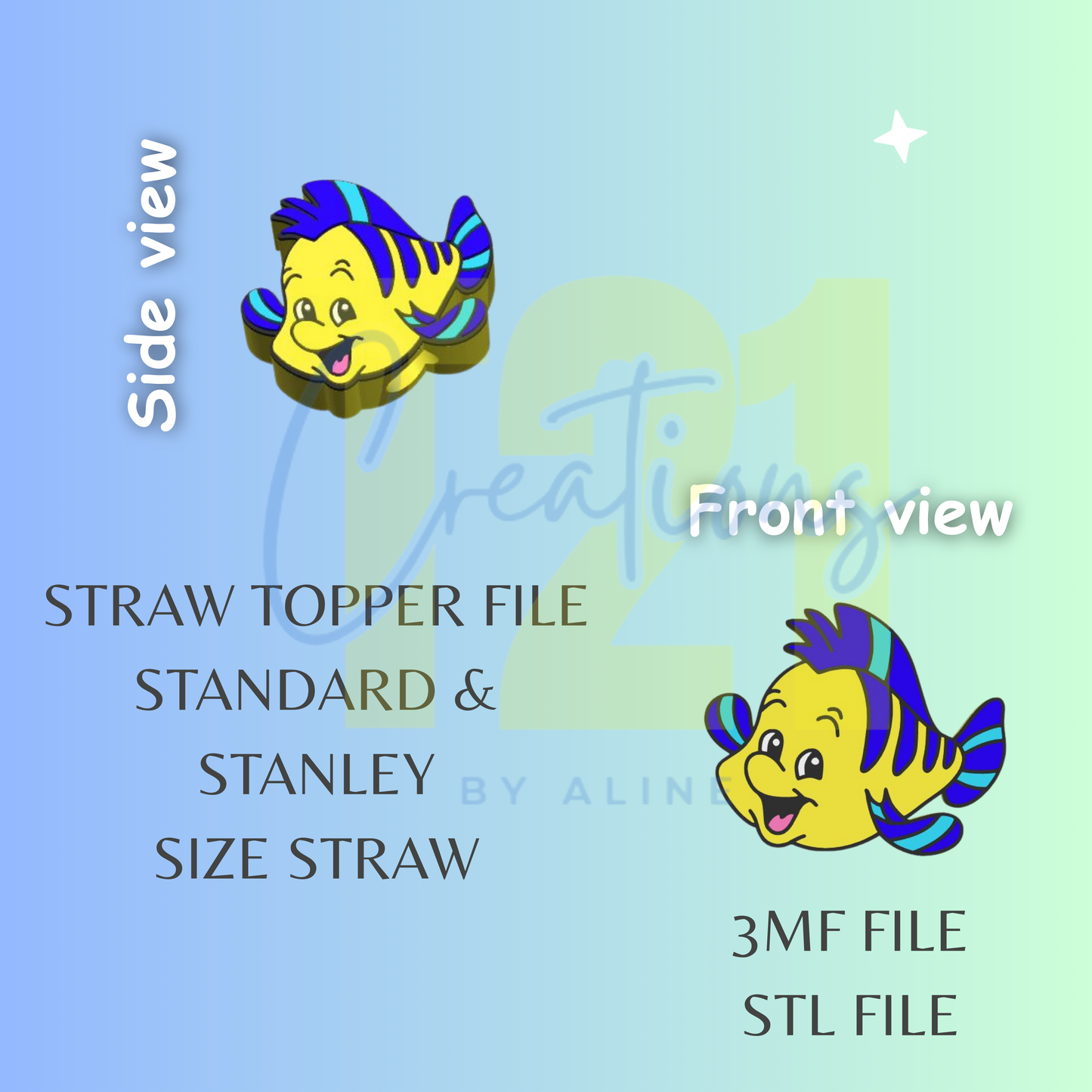 YELLOW FISH STRAW TOPPER STL FILE