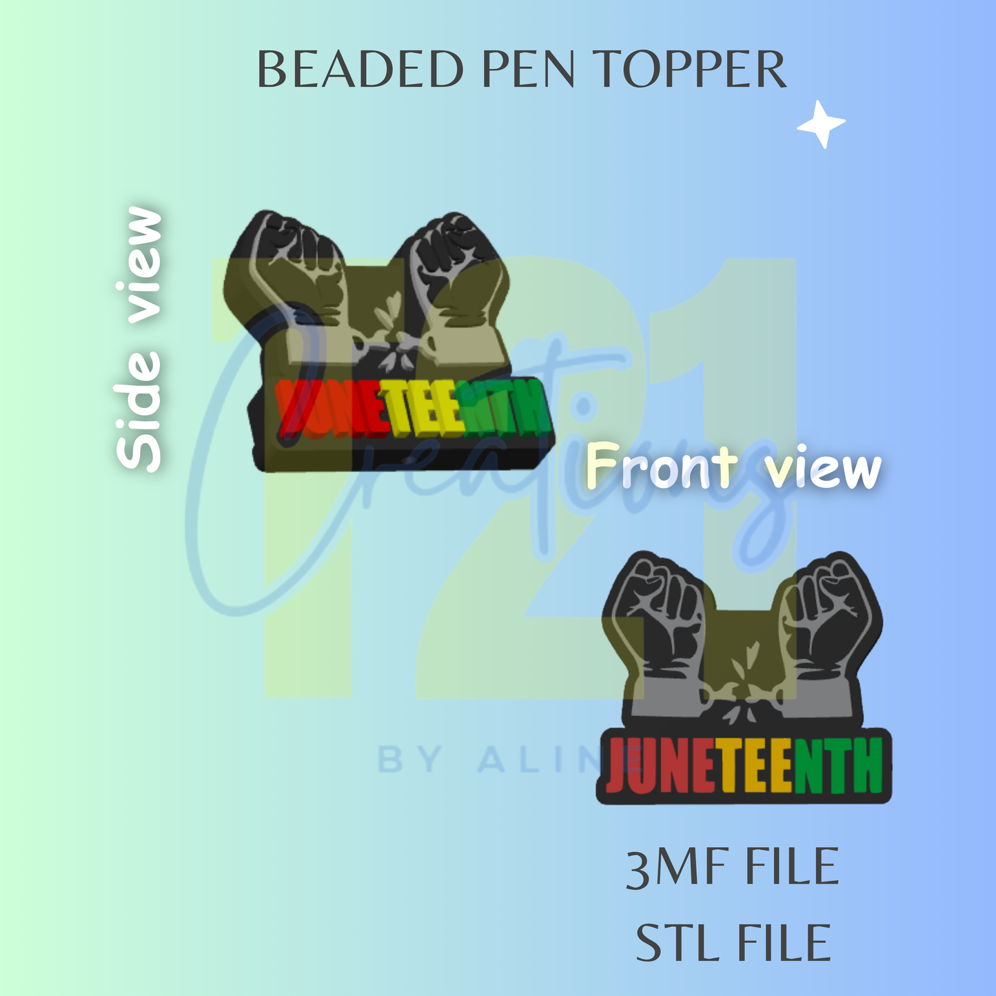 JUNETEENTH PEN TOPPER STL FILE