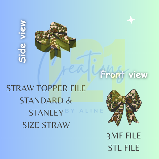 CAMO BOW STRAW TOPPER STL FILE