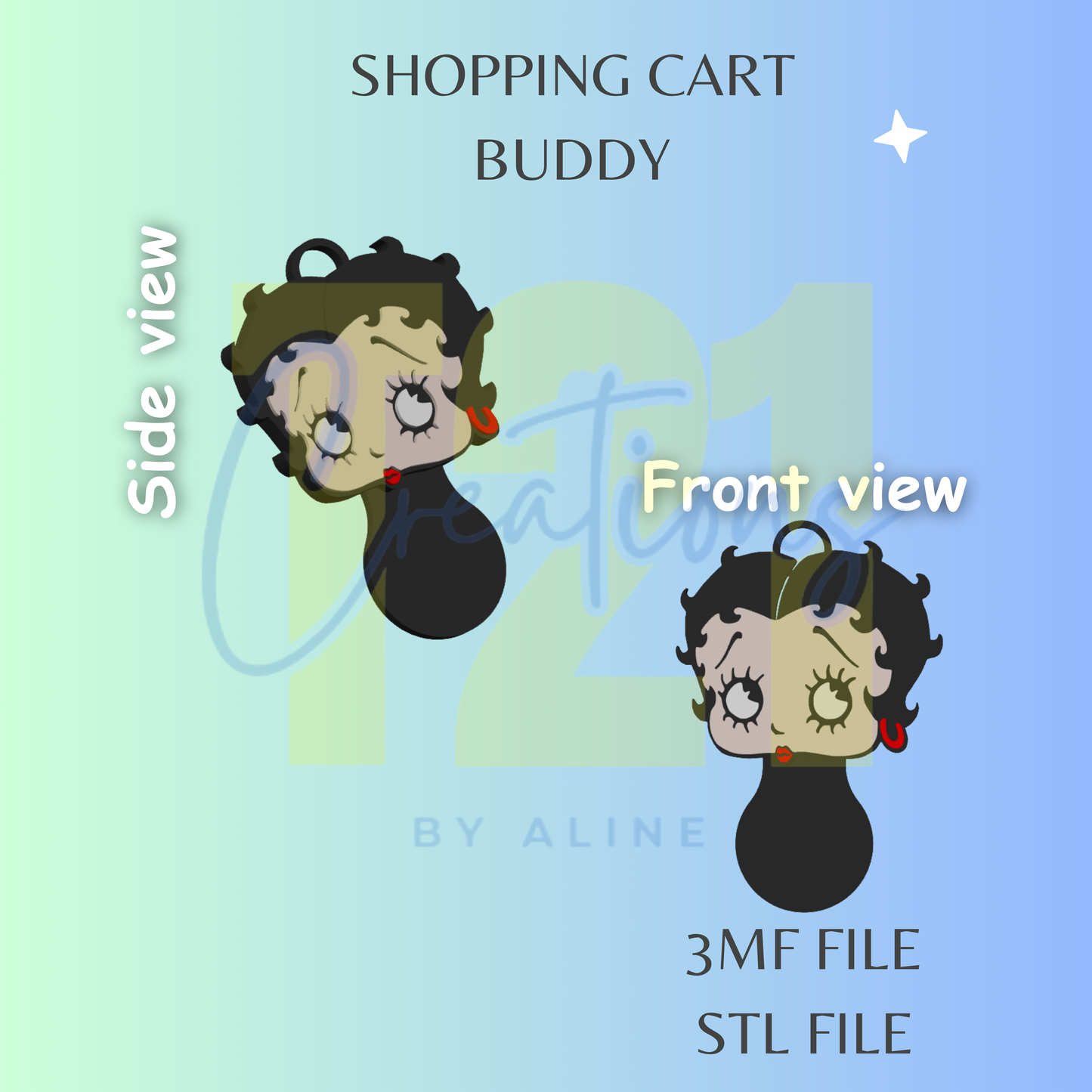SASSY GIRL SHOPPING CART BUDDY STL FILE