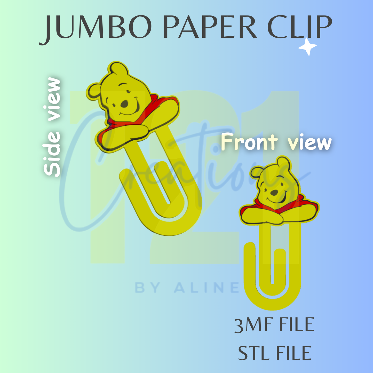 YELLOW BEAR JUMBO PAPER CLIP STL FILE
