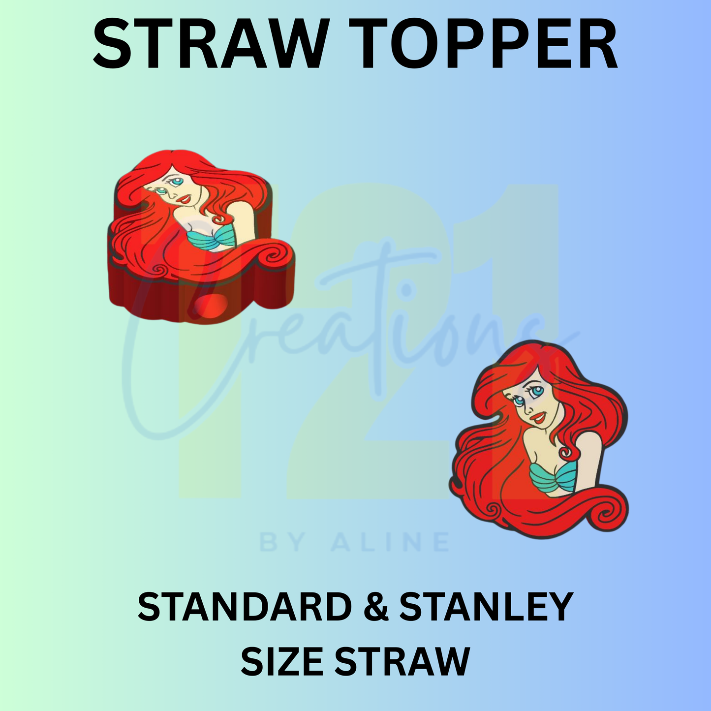 RED HAIR MARMAID STRAW TOPPER