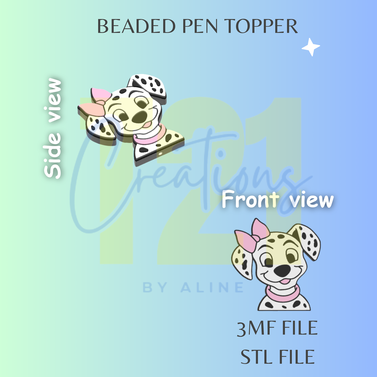 GIRL DALMATION PEN TOPPER STL FILE
